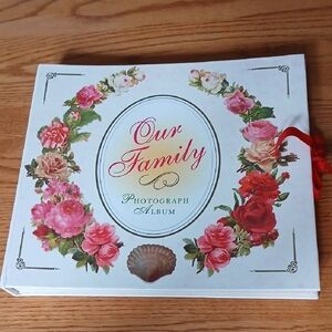 Our Family Photograph Album - White with Pink & Red Roses